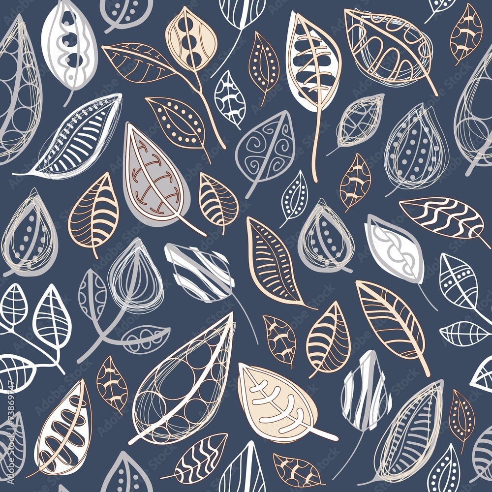 Seamless pattern  with abstract leaves