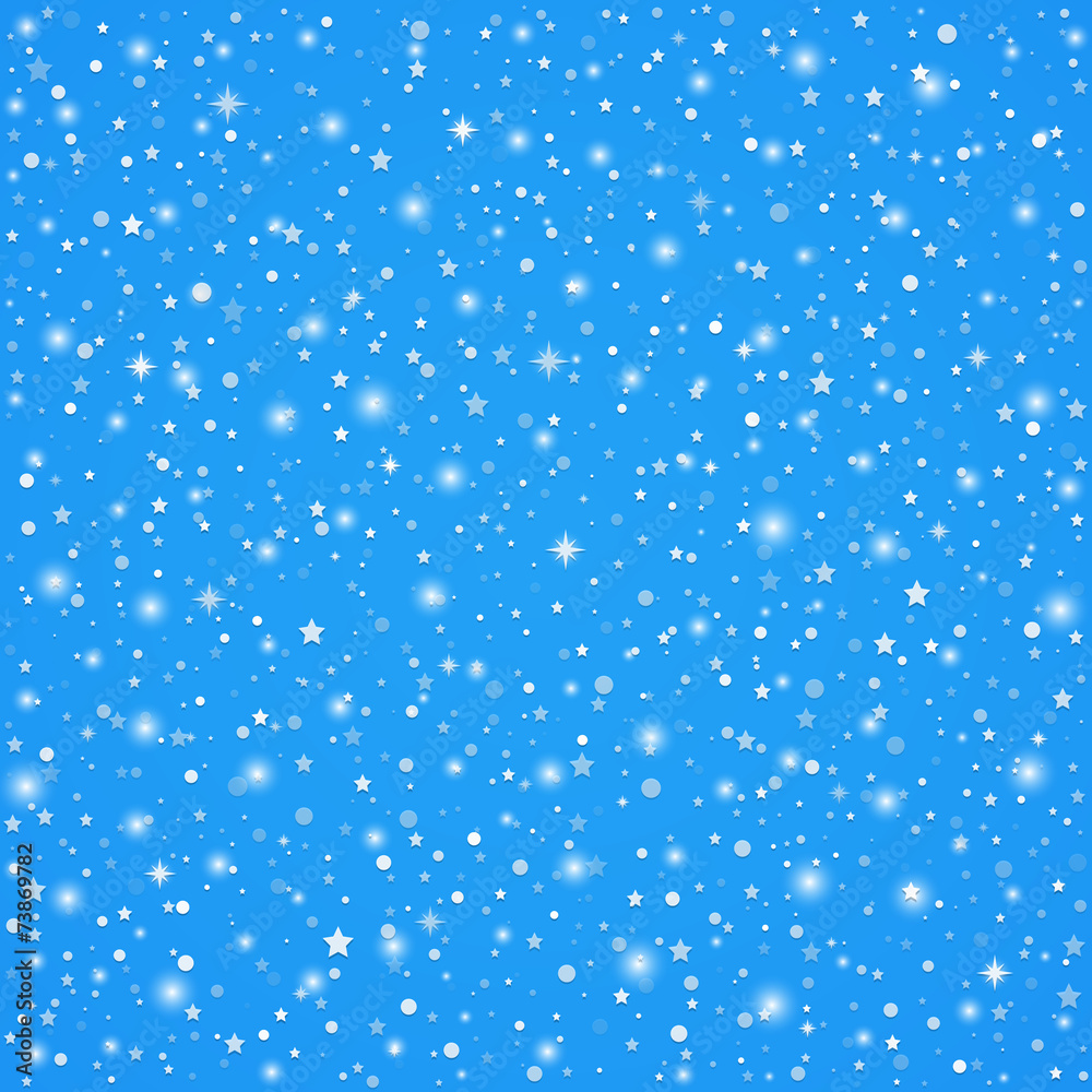 Blue Christmas background with sparkling stars and flakes Blue Christmas background with sparkling stars and flakes