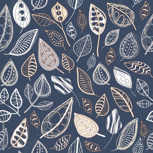 Seamless pattern with abstract leaves