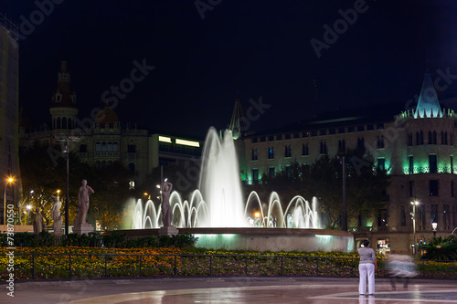 Fountain in Catalonia Plaza at Barcelona Spain