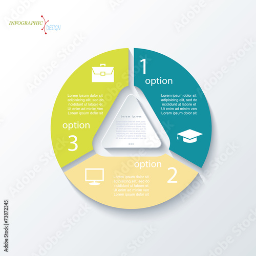 Business concept design with triangle and 3 segments