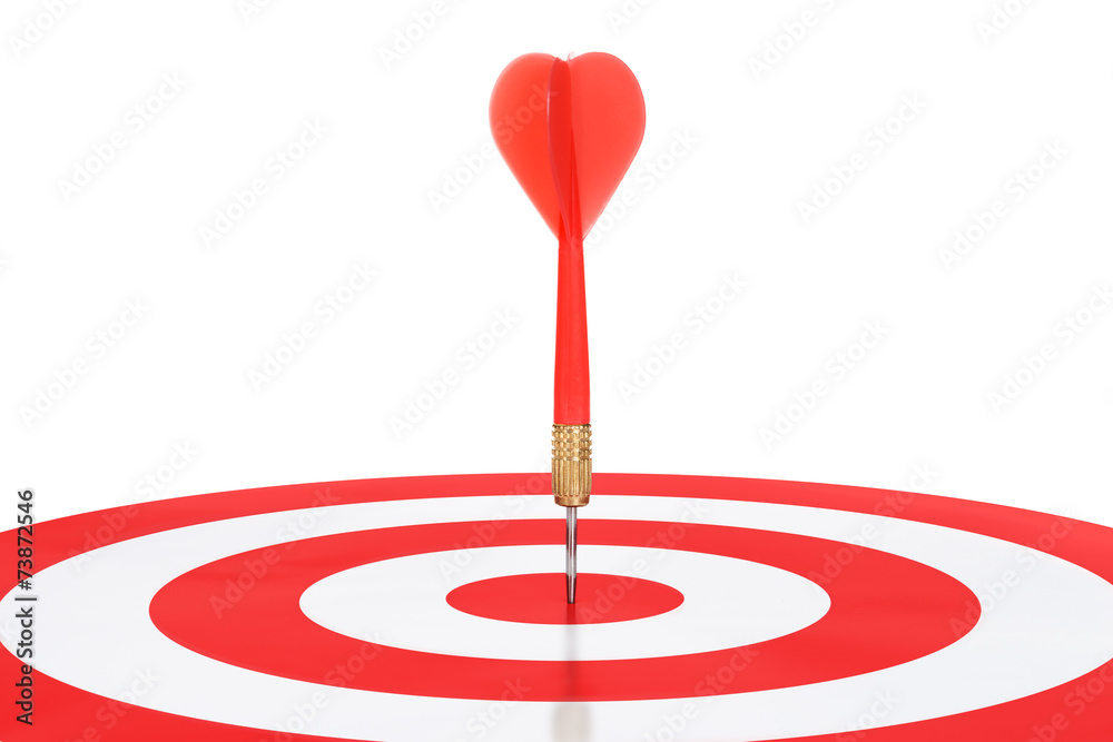 Closeup Of Red Dart On Target Closeup Of Red Dart On Target