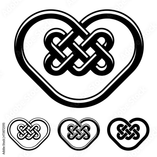 vector celtic heart black white symbols