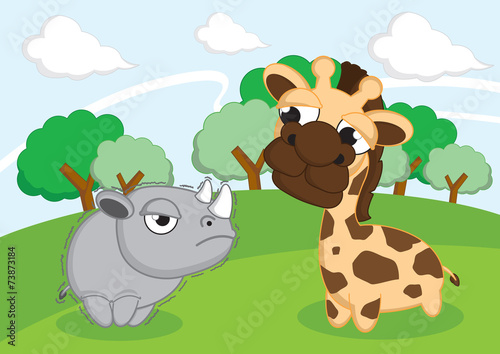 giraffe and rhino