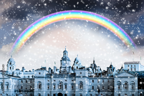 London City mit Schneeflocken