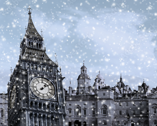 London Big Ben Composing mit Schneeflocken