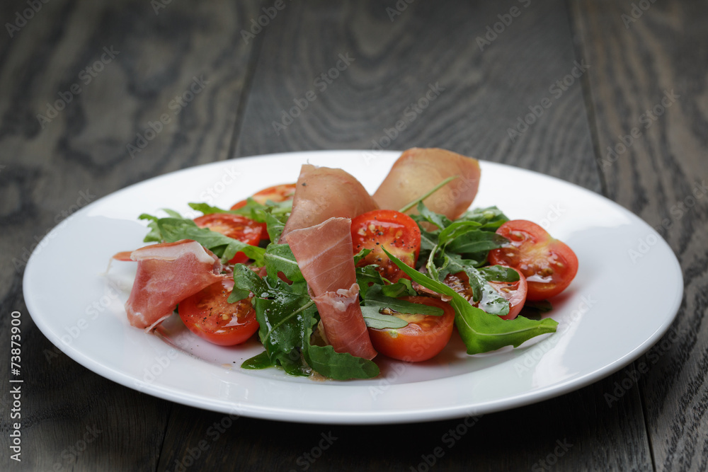 salad with prosciutto arugula and tomatoes salad with prosciutto arugula and tomatoes