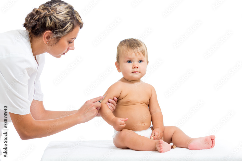 Doctor doing vaccine injection to baby girl Doctor doing vaccine injection to baby girl