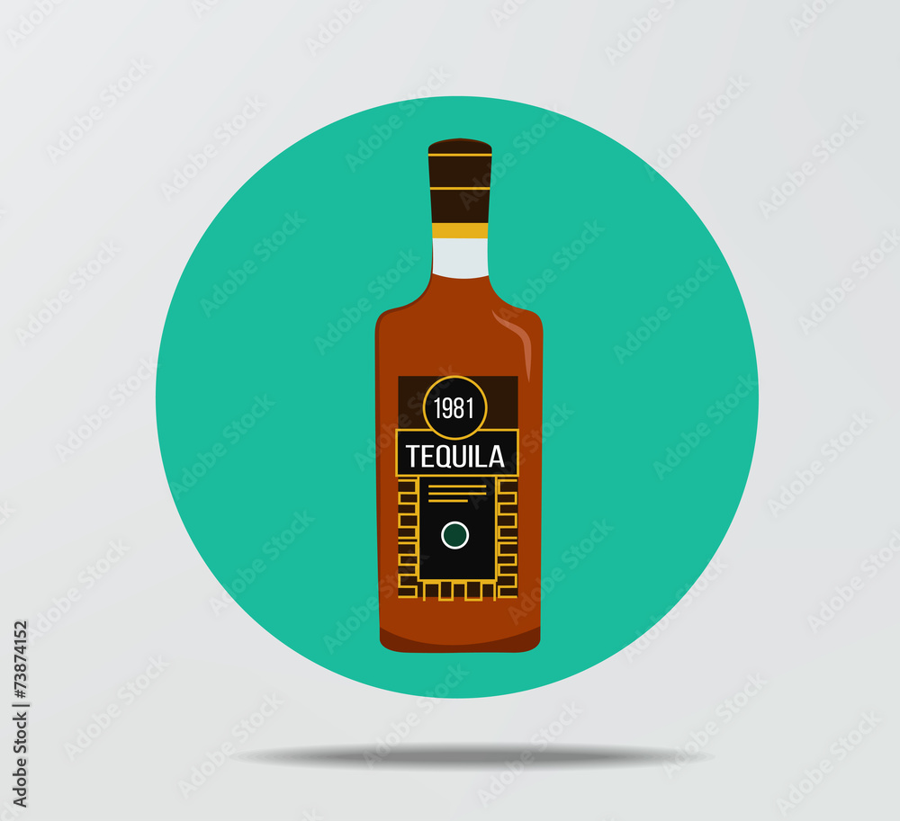 Tequila bottle flat style icon Tequila bottle flat style icon