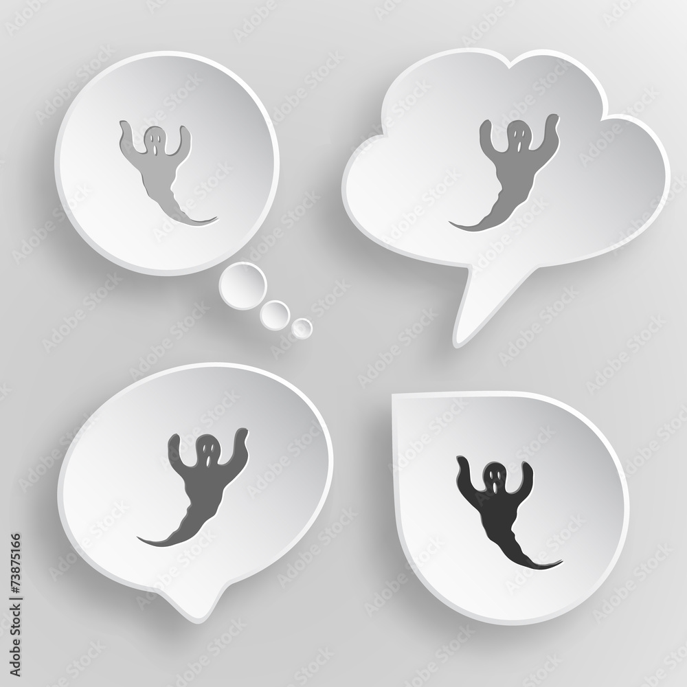 Fototapeta premium Ghost. White flat vector buttons on gray background.