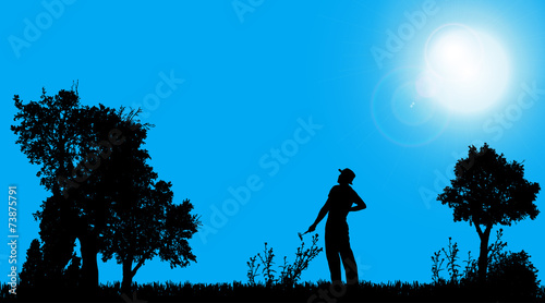 Vector silhouette of a gardener. © majivecka