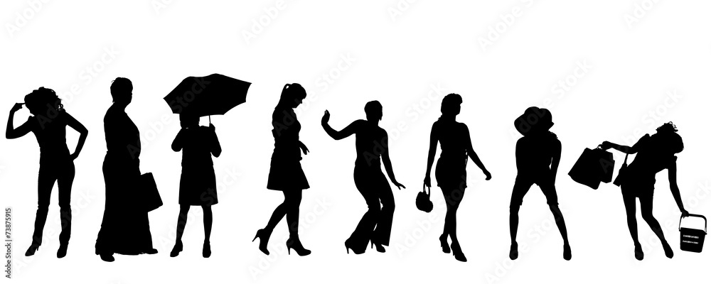 Vector silhouettes of women.