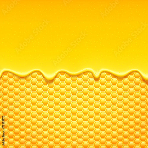 Yellow pattern with honeycomb and honey drips.