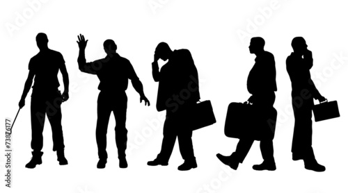 Vector silhouettes of different men.