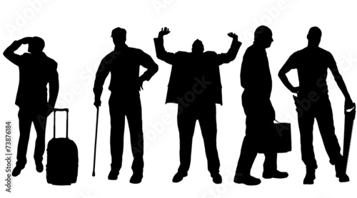 Vector silhouettes of different men.