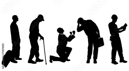 Vector silhouettes of different men.