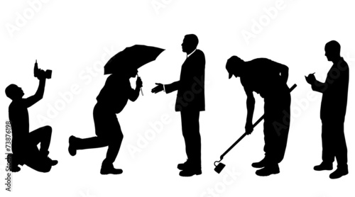 Vector silhouettes of different men.