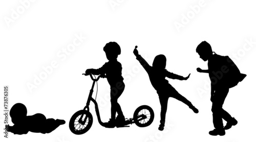 Vector silhouette of children.