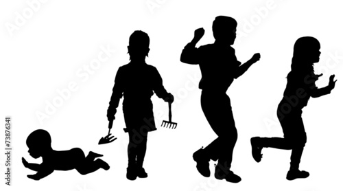 Vector silhouette of children.