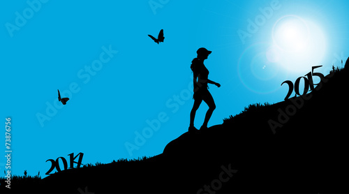 Vector silhouettes of woman.