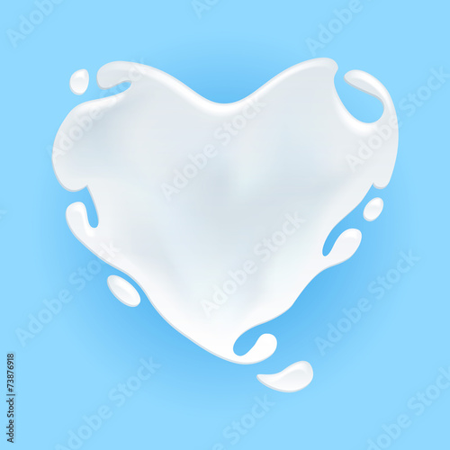 Milk, yogurt or cream splash shaped in heart form.
