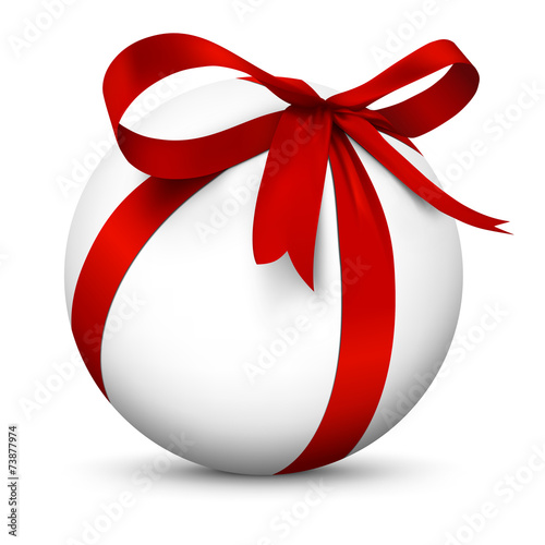 Kugel, Geschenk, Weihnachtskugel, weiße Kugel, Geschenkschleife