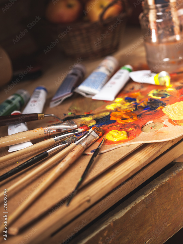 Mixing paint color.Art. Mixing paint color.Art.