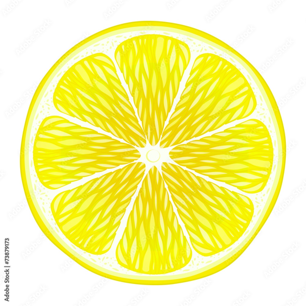 Lemon slice isolated on white background.