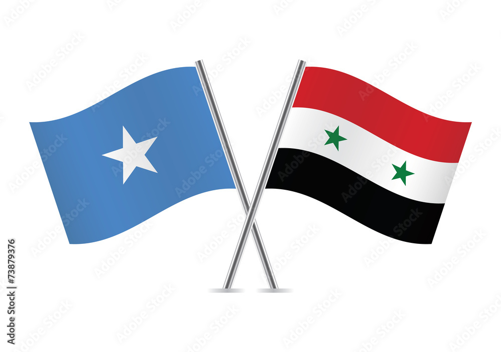 Syrian and Somalia flags. Vector illustration. Syrian and Somalia flags. Vector illustration.