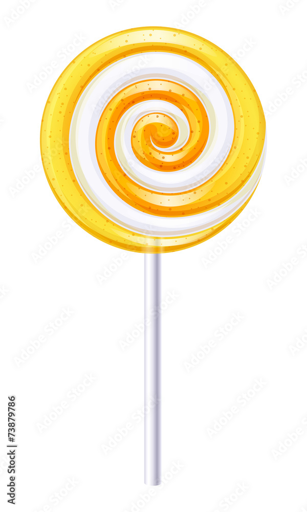 Yellow and white candy. Lemon or orange lollipop. Yellow and white candy. Lemon or orange lollipop.