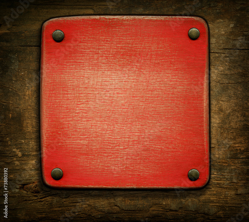 Red wooden plaque