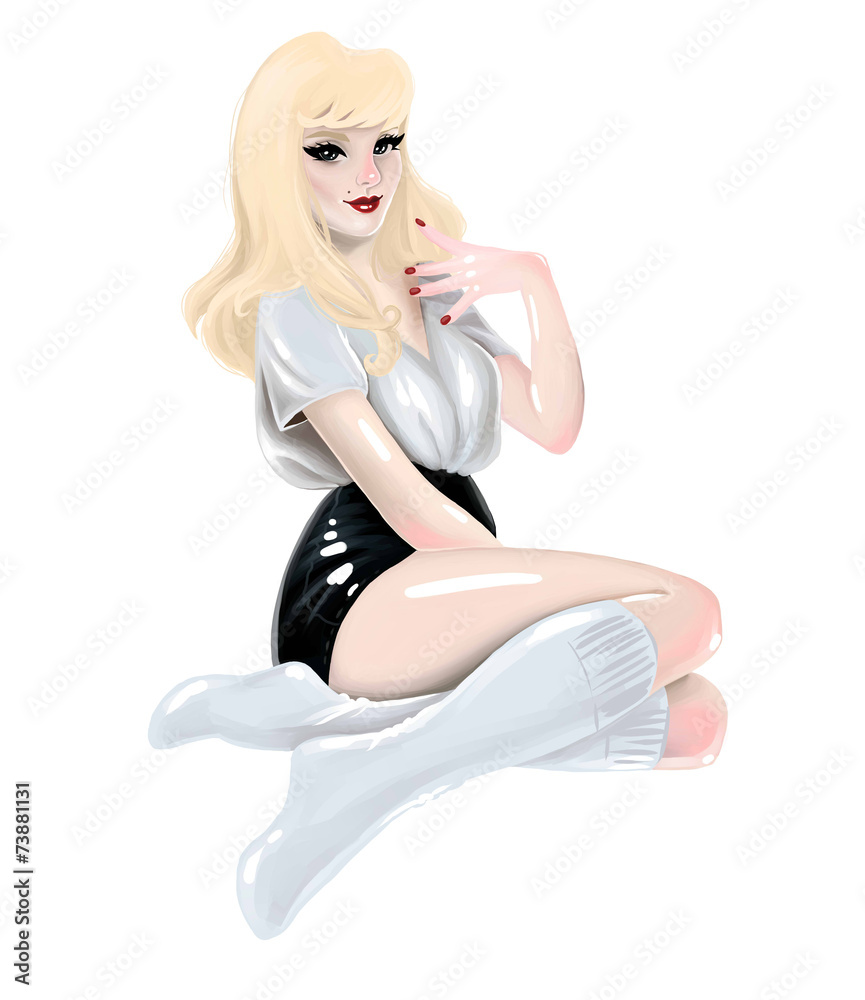 fashion illustration Woman Pin-up girl style fashion illustration Woman Pin-up girl style