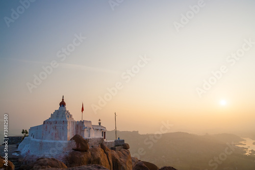 Monkey temple at sunrise hampi india