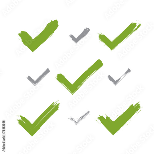 Set of hand-drawn validation icons scanned and vectorized, colle