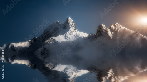 mountains reflected in the lake