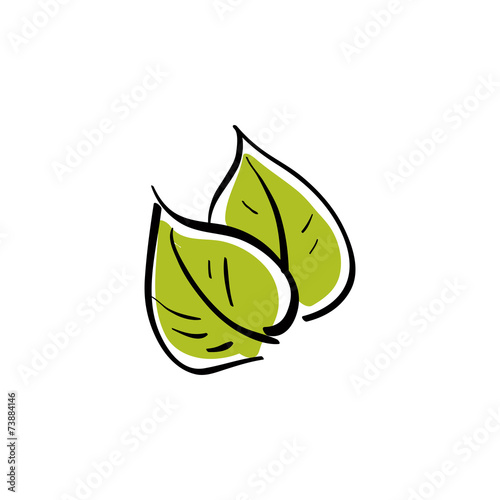 Vector green eco leaves icon.
