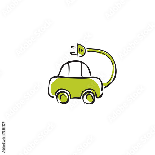 Illustrated electric car ic...