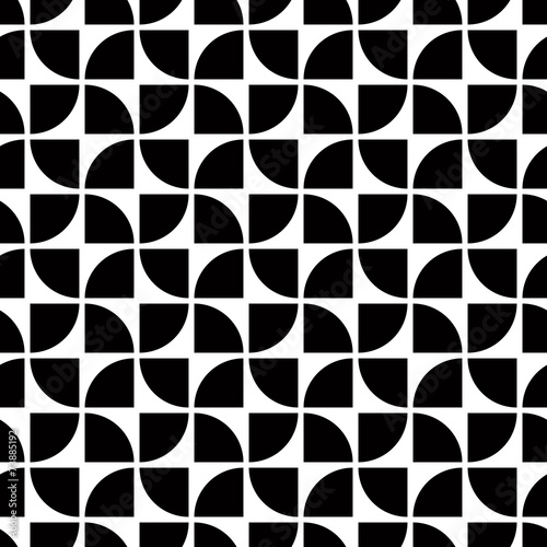 Black and white abstract geometric seamless pattern, floral cont