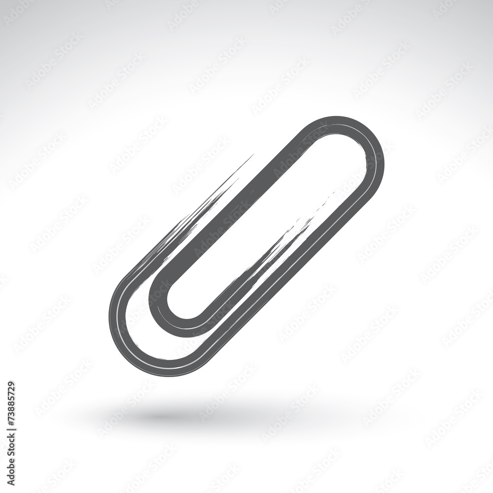Hand drawn simple vector attachment icon, brush drawing realisti Hand drawn simple vector attachment icon, brush drawing realisti