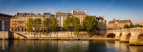 Peaceful summer morning along the River Seine, Paris