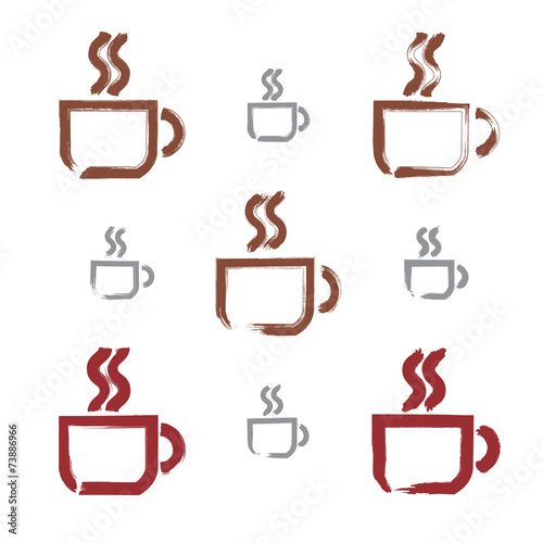 Set of hand-drawn coffee cu...