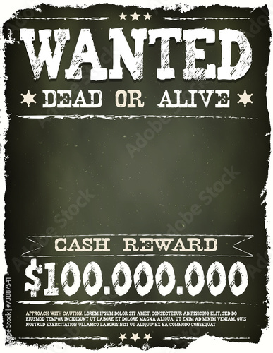 Wanted Vintage Western Poster On Chalkboard