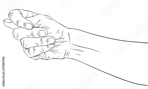 Fig fico hand sign, detailed black and white lines vector illust