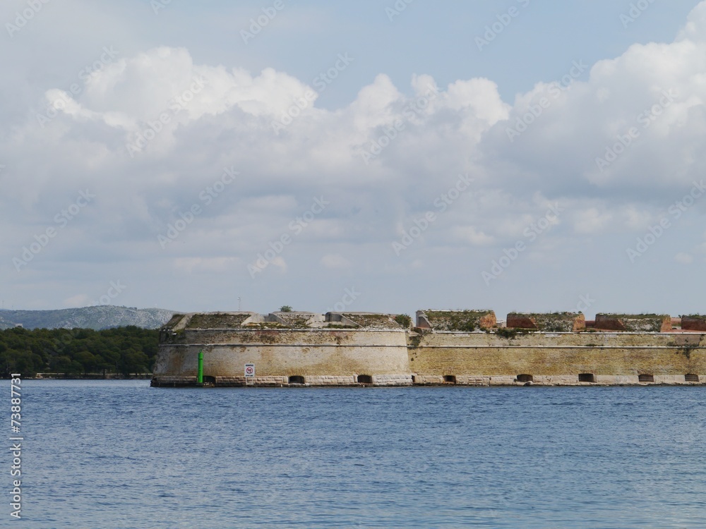 A fortress in the mouth of the Krka near Sibenik