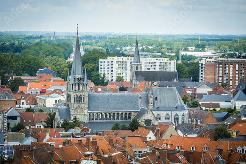 Tournai skyline in Belgium.