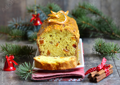 Christmas orange cake with dried apricot.