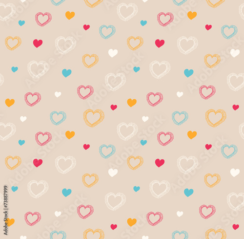 Cute seamless pattern with hearts. Decorative love texture