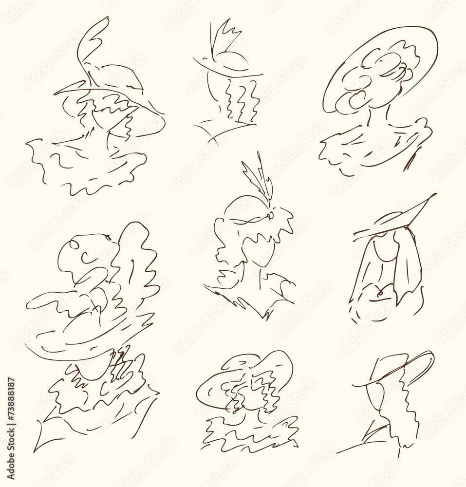 Sketchy isolated women