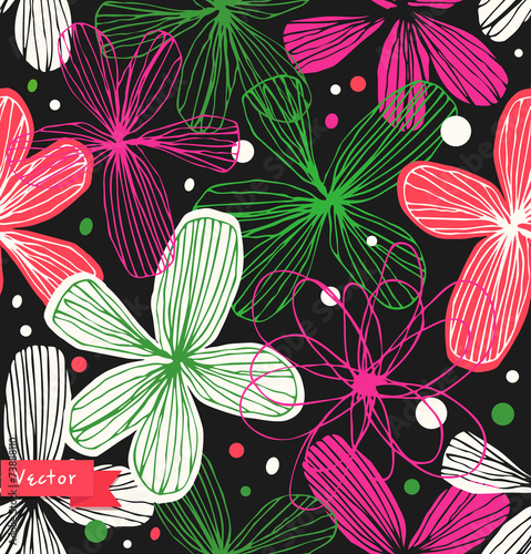 Fototapeta Naklejka Na Ścianę i Meble -  Floral seamless pattern. Colorful beautiful background