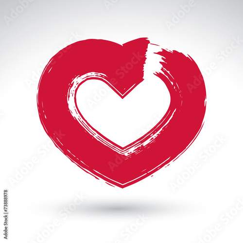 Hand drawn red love heart i...
